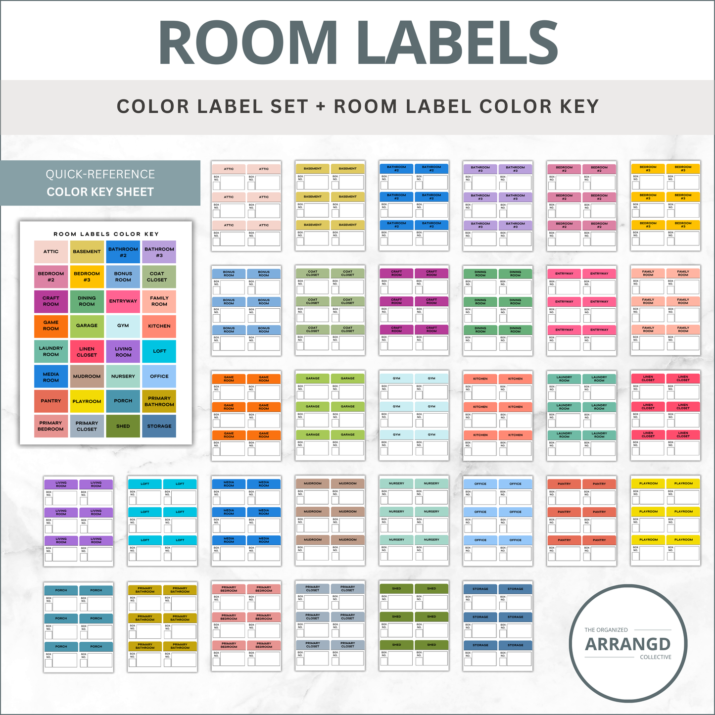 Moving Labels – 3 1/3"x4" – 6 Per Sheet – 32 Room Stickers
