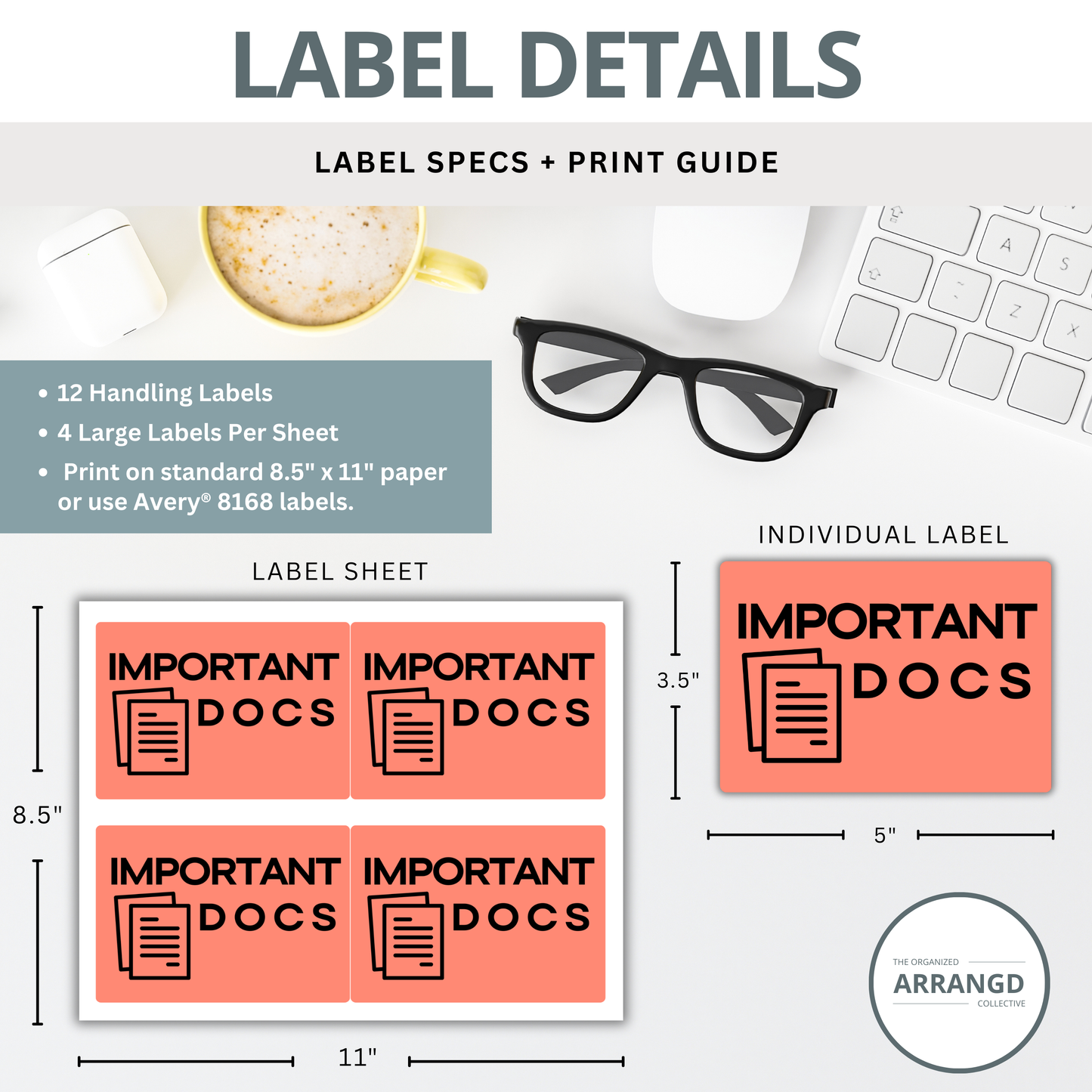 Large Handling Labels – 3.5"x5" – 4 Per Sheet