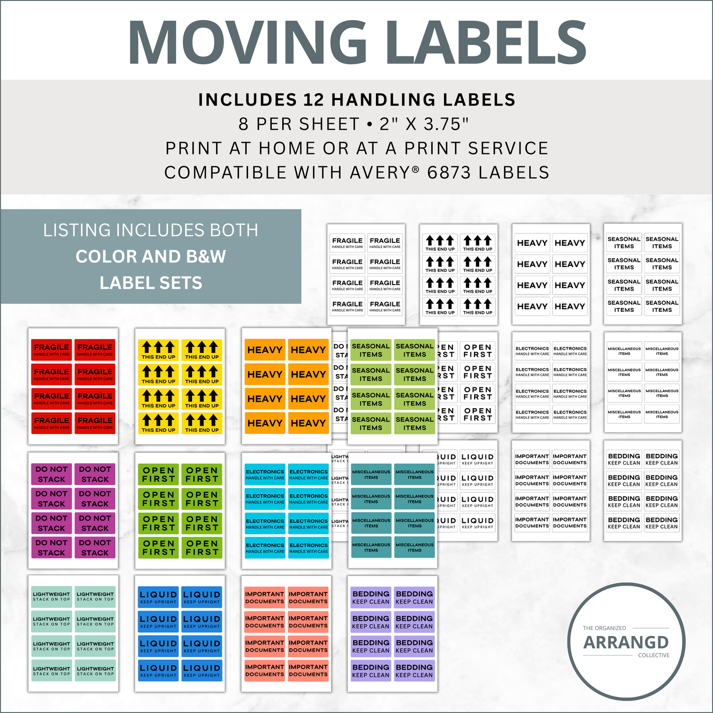 Medium Handling Labels – 3.75" x 2" – 8 Per Sheet