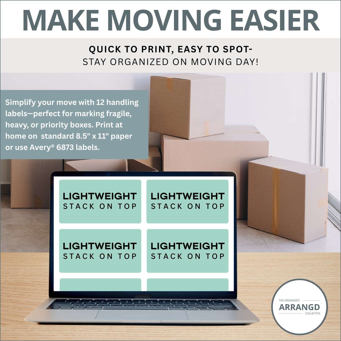 Medium Handling Labels – 3.75" x 2" – 8 Per Sheet