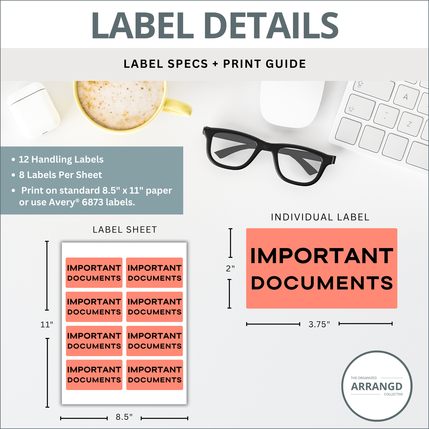Medium Handling Labels – 3.75" x 2" – 8 Per Sheet